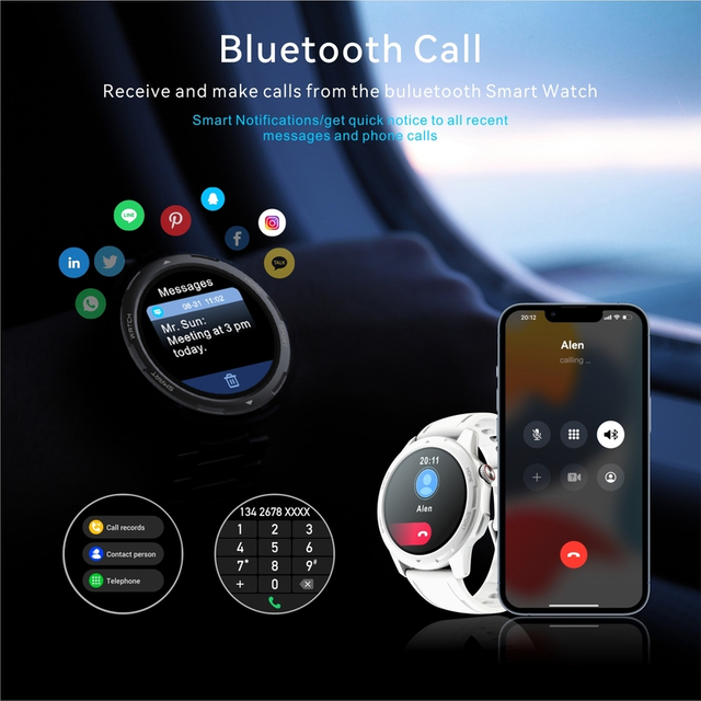 Round Heart Rate Monitor Smartwatch Smart Watch Waterproof Ip68 Ios Android Fitness Sport Smart Watches